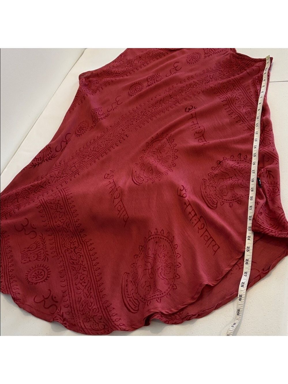 LEOPARDS AND ROSES tunic dress sleeveless lightweight rayon burgundy tribal 2X - Picture 9 of 10